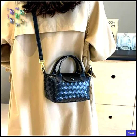 Braided Faux Leather Satchel Handbag Top Handle Adjustable Strap Hobo Chic - Picture 7 of 7